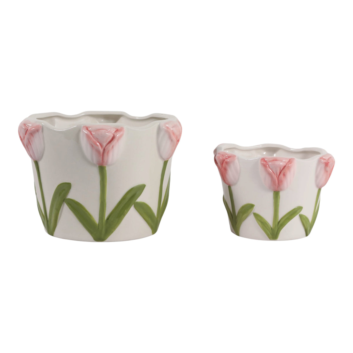 Glenbrook Multicolor Dimensional Tulips on Planters (Set of 2)