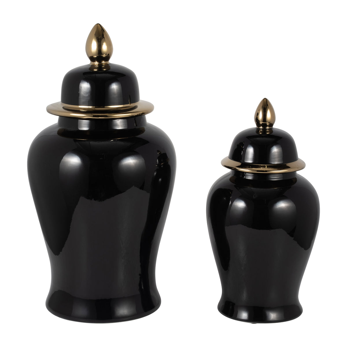 Arlenbeach Black/Gold Large Ceramic Temple Jar