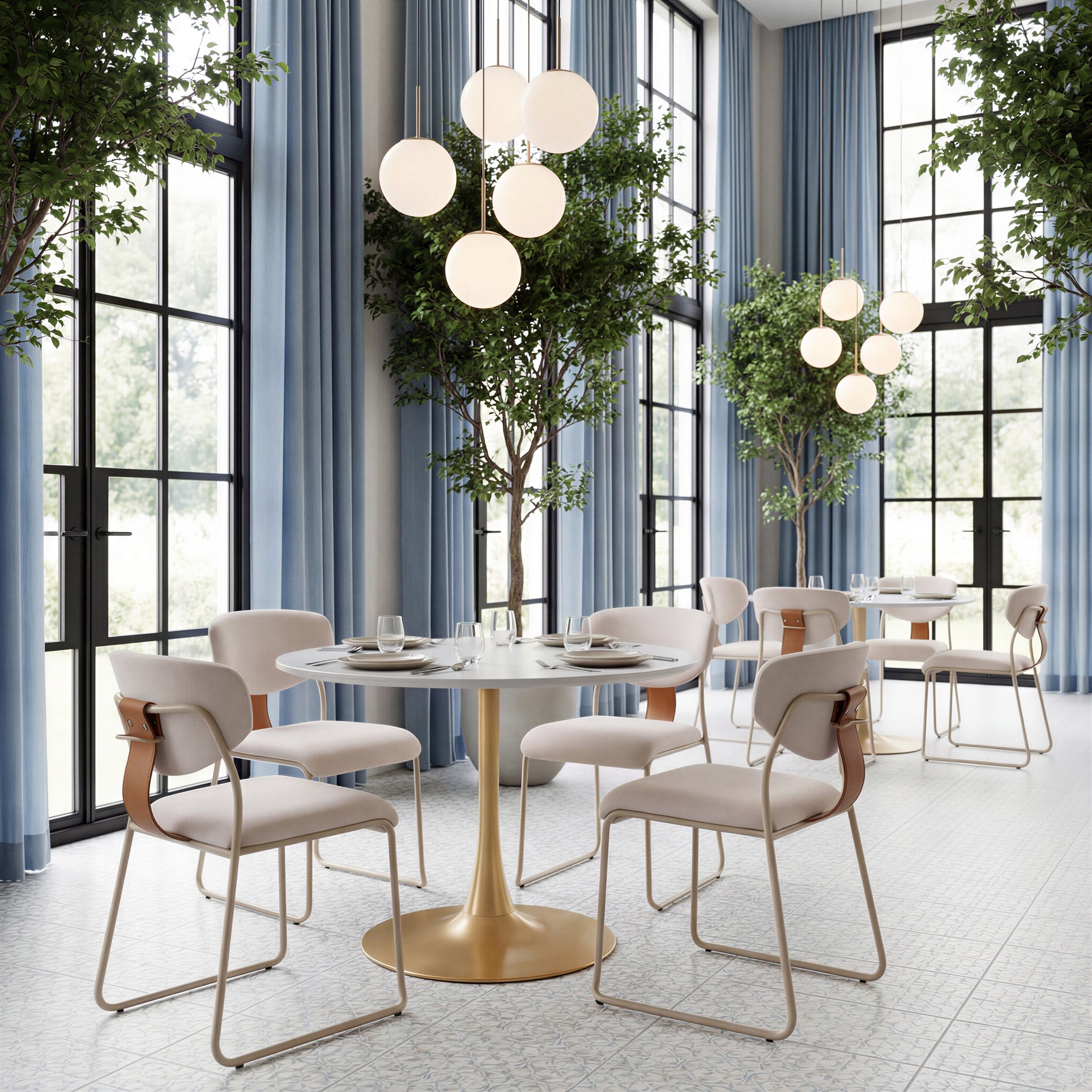 Opus White & Gold Dining Table