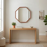 Heath Place Cherry Wood Octagon Shaped Mirror