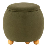 Roble Green Round Storage Ottoman with Ball Feet