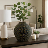 Riverbank Black/Gold Ceramic Beaded Vase