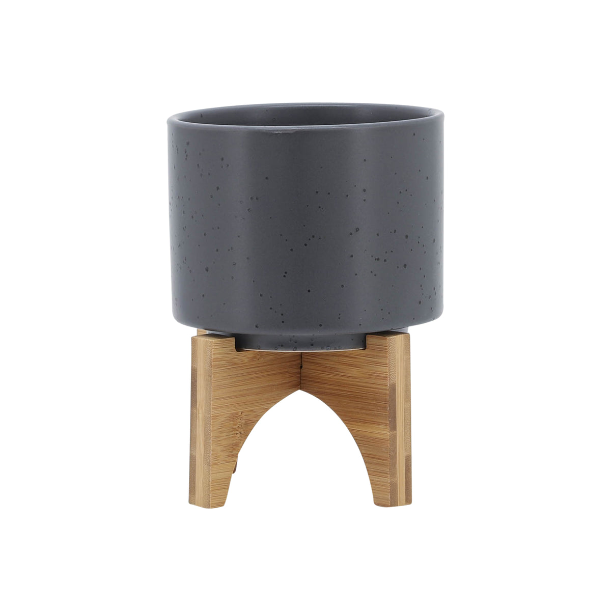 Swiss Bar Gray/Brown Planter with Wood Stand