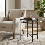 Colma Clear/Antique Brass Thick Glass Top Square Accent Table
