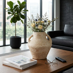 Ferris White X-Large Paper Mache Vase with Handles