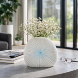 Lochford Blue/White Round Dotted Shell Vase