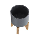 Swiss Bar Gray/Brown Planter with Wood Stand