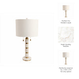 Plainview White/Gold Stacked Marble Lamp with 2 Pulls