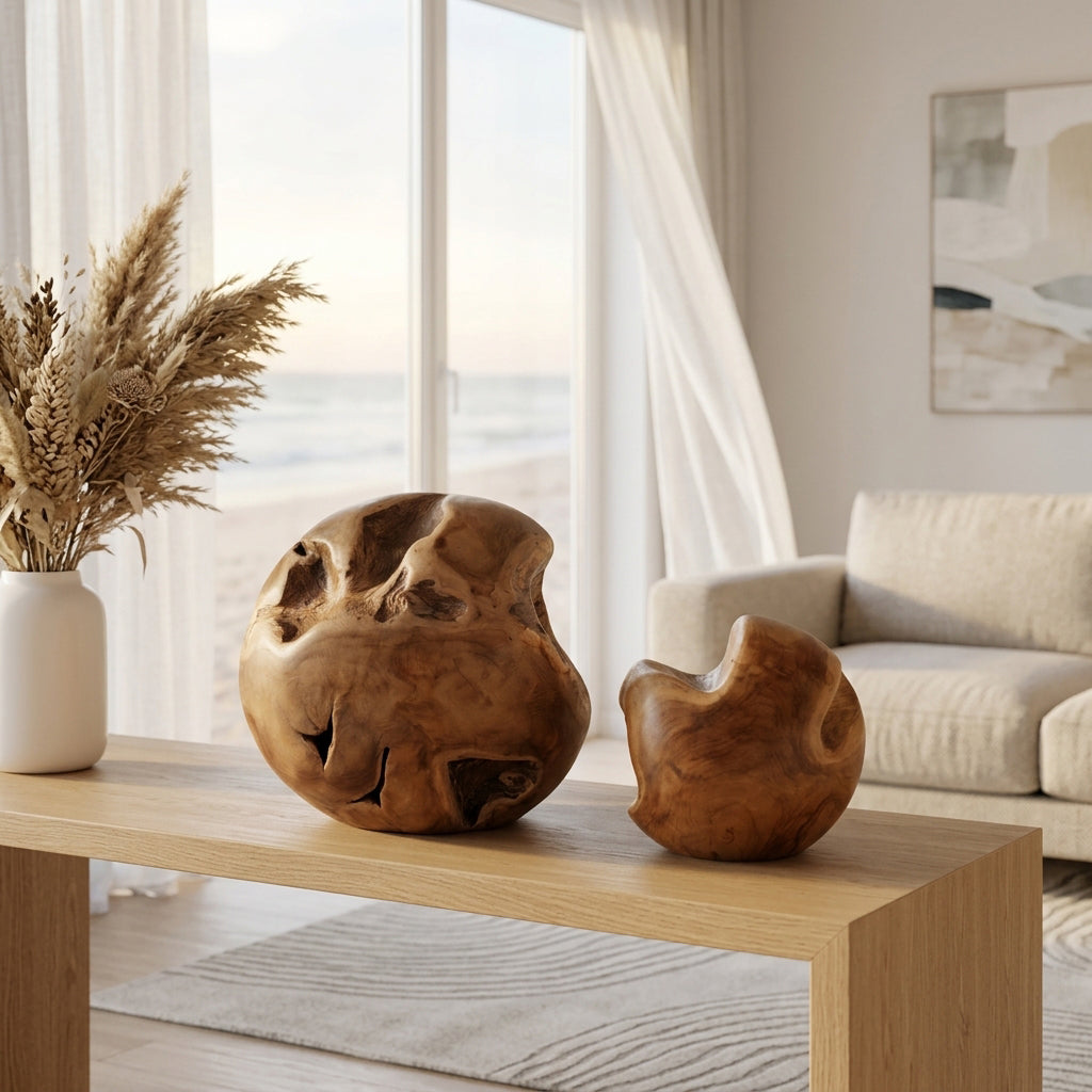 Worswick Natural Teak Root Orbs (Set of 2)