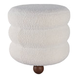 Bonetti Ivory Ribbed Teddy Ottoman with Ball Feet