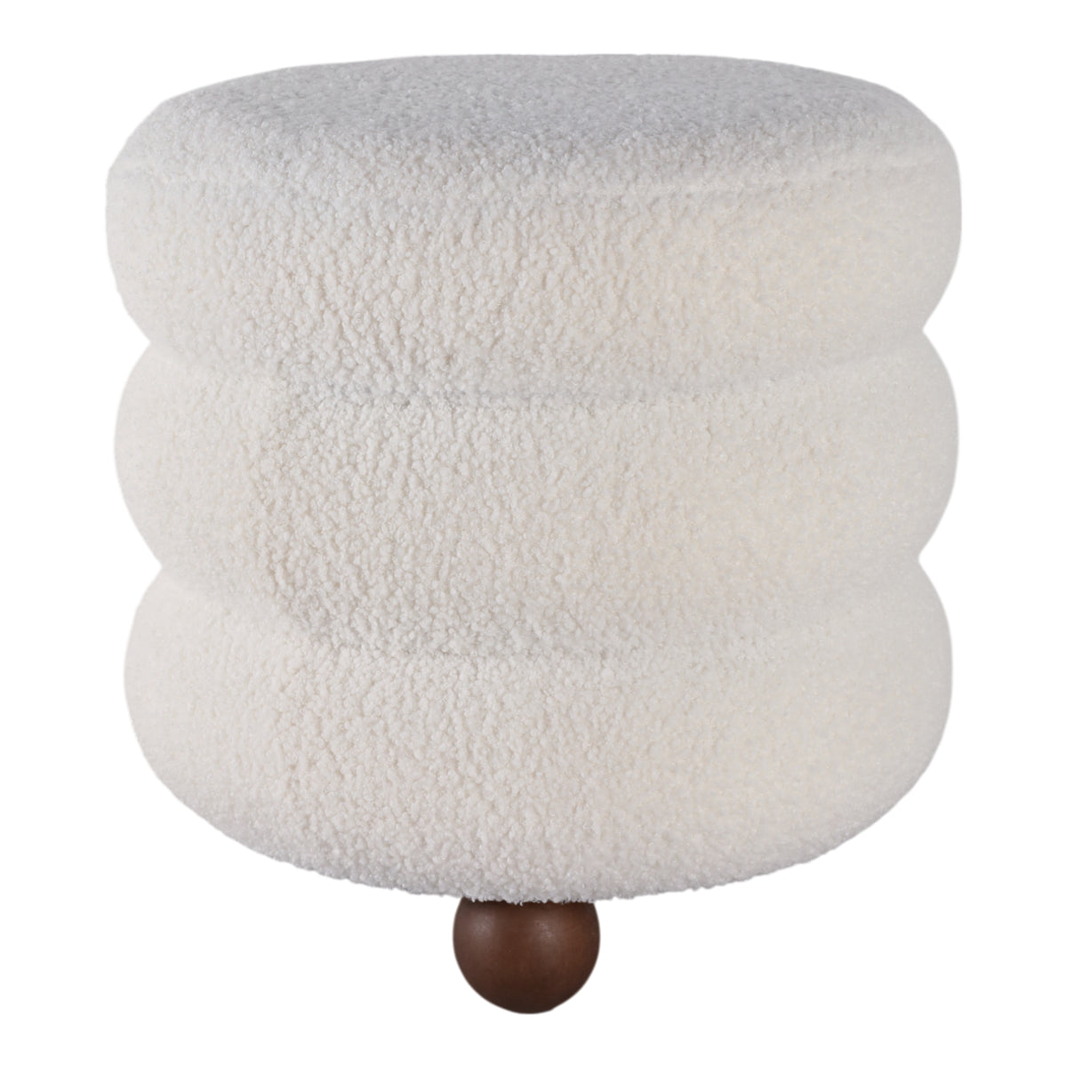 Bonetti Ivory Ribbed Teddy Ottoman with Ball Feet