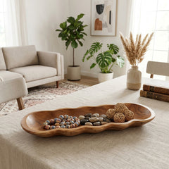 San Andreas Brown Wood Scallop Edge Tray