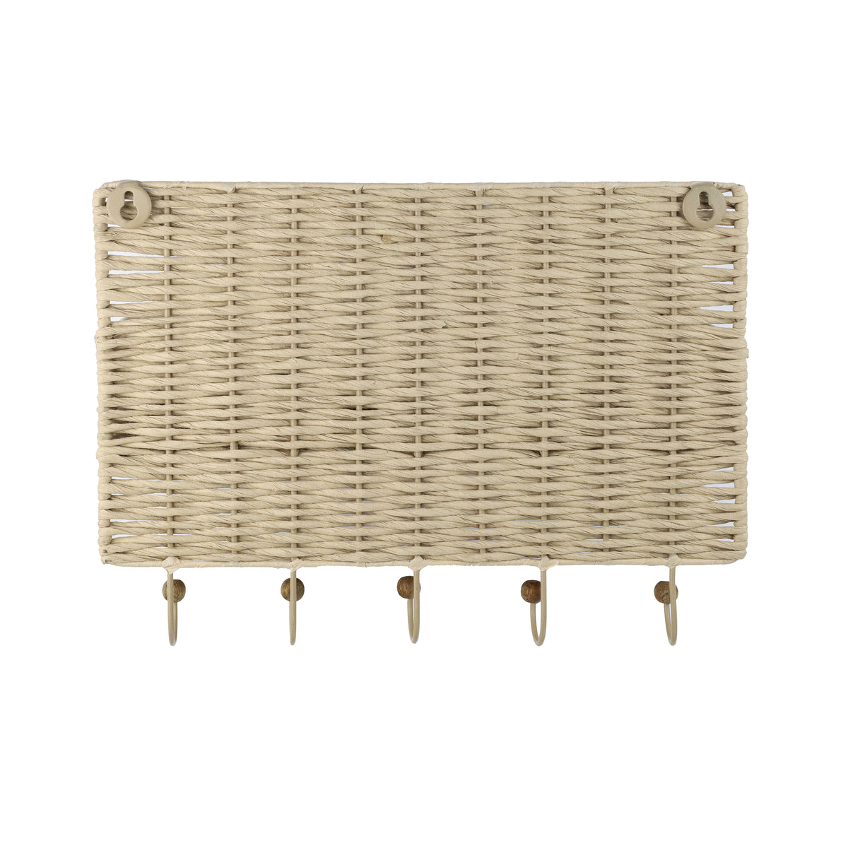 Avalon Natural Scallop Edge Raffia 5-Hook Wall Storage