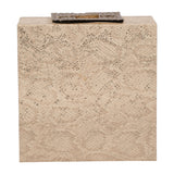 El Sueno Nude Faux Leather Square Metallic Box