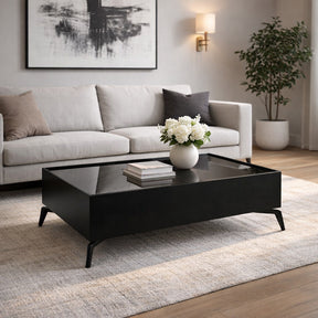 Nebelhorn Black Wood and Glass Coffee Table