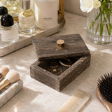 Southgate Gray/Brown Dark Travertine Marble Box with Metal Knob
