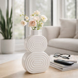 Saxon White Small Ceramic Stacked Circles Vase