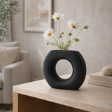 Calville Black Ceramic Donut Vase