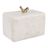 McCampbell Tan/Ivory/Brass Marble Box with Bird Knob