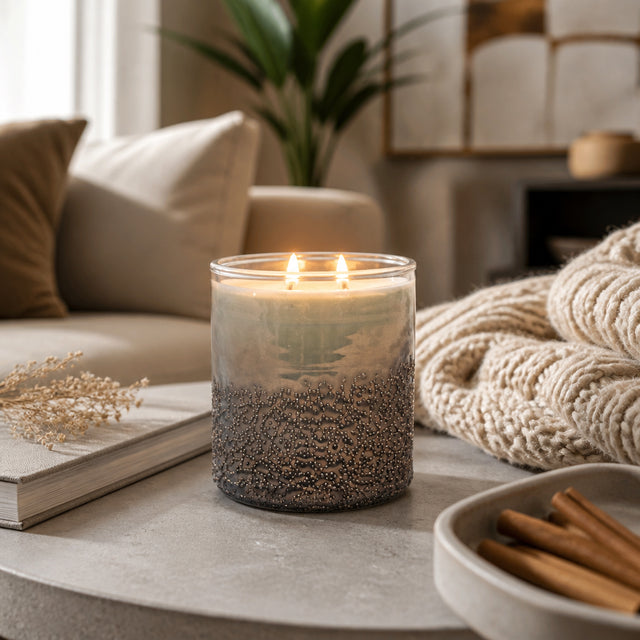 Kellogg Smoke/Clear Warm Vanilla Bubble Glass Candle