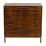 Warner Mango Brown Midcentury Slat 2 Door Cabinet