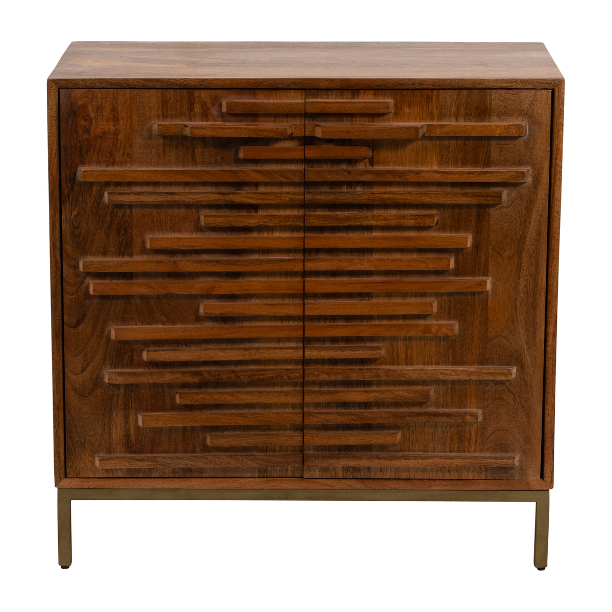Warner Mango Brown Midcentury Slat 2 Door Cabinet