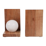 Mono Lake Natural/White Bookends with Marble Orb (Set of 2)
