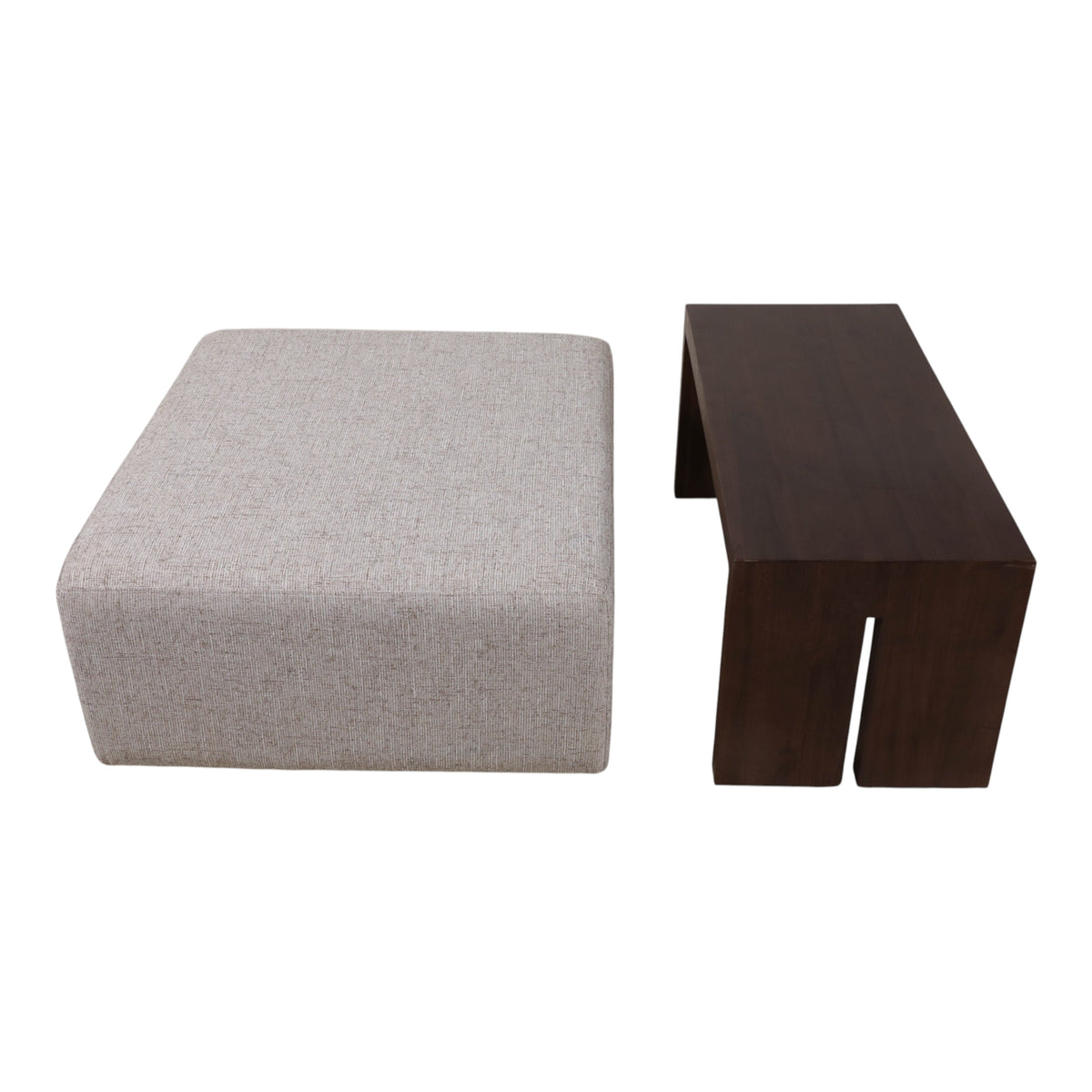 Drydenford Ivory/Brown Square Ottoman with Wood Table