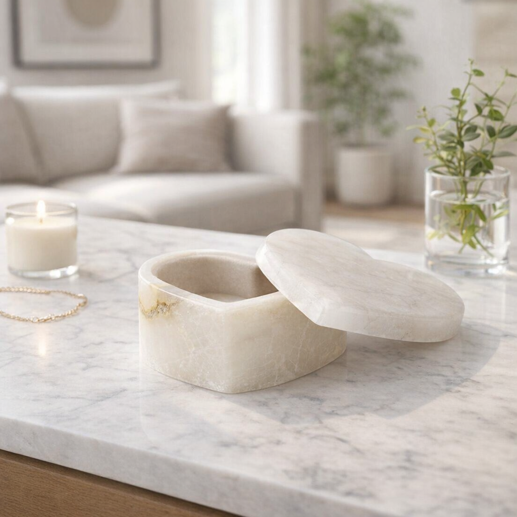 Lerdo Alabaster Heart Shaped Box