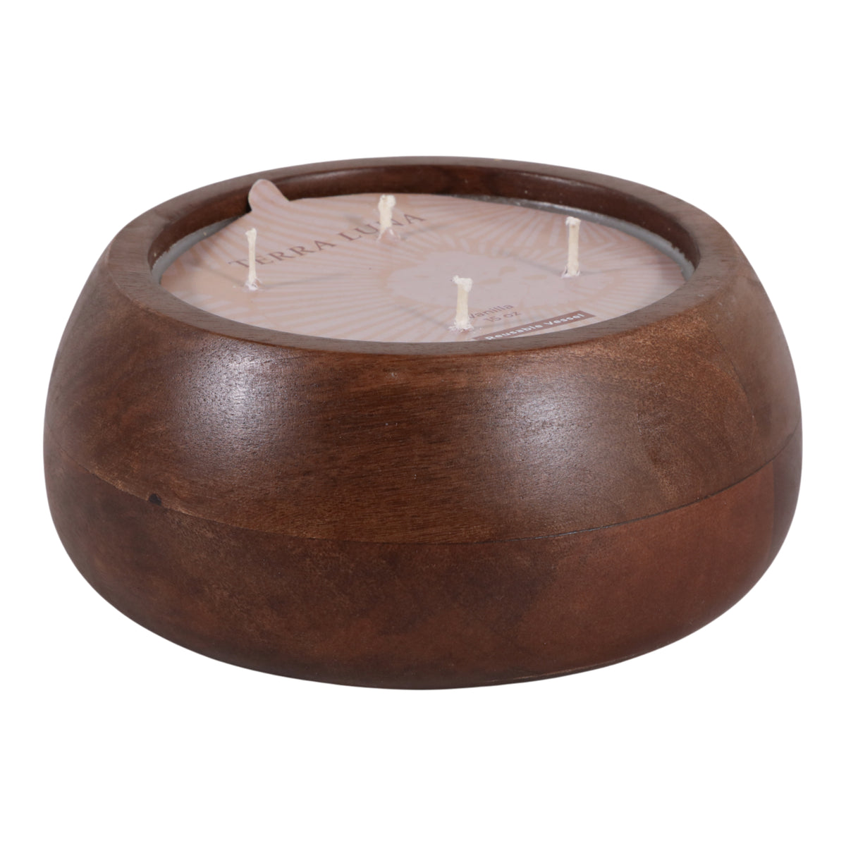 Barlowrun Walnut Vanilla Modern Wood Bowl Candle