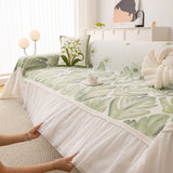 Botanical Sofa Cover with Chiffon Skirt, Floral Couch Throw Blanket for All-Season