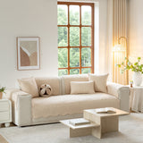 Floral Cotton Quilted Sofa Cover, Non-Slip Couch Protector with Scalloped Edges