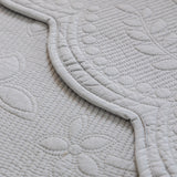Floral Cotton Quilted Sofa Cover, Non-Slip Couch Protector with Scalloped Edges
