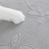 Floral Cotton Quilted Sofa Cover, Non-Slip Couch Protector with Scalloped Edges