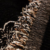 Jacquard Floral Band Sofa Cover with Tassels, Thick Textured Couch Throw Blanket