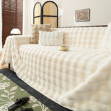 Thick Faux Fur Sofa Cover Fluffy Plush Warm Sofa Slipcover Furniture Protector for Couch Bed