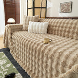 Thick Faux Fur Sofa Cover Fluffy Plush Warm Sofa Slipcover Furniture Protector for Couch Bed