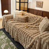 Thick Faux Fur Sofa Cover Fluffy Plush Warm Sofa Slipcover Furniture Protector for Couch Bed