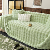 Thick Faux Fur Sofa Cover Fluffy Plush Warm Sofa Slipcover Furniture Protector for Couch Bed