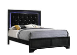 Micah Black Queen Panel Bed w/ LED HB - Ornate Home