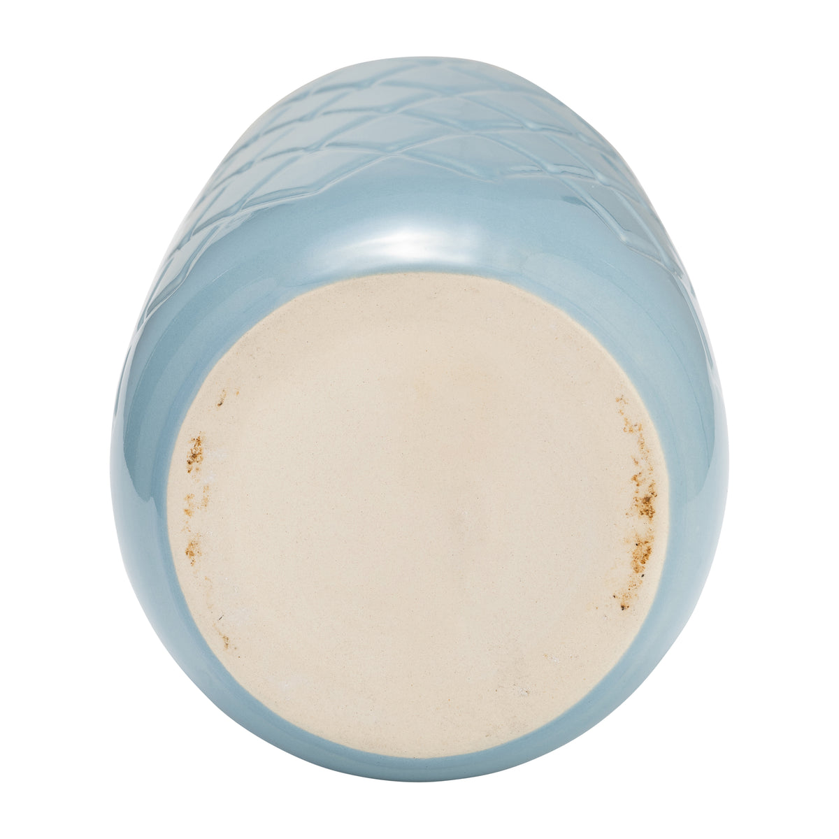 Wellsona Cameo Blue Ceramic Plaid Textured Vase