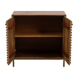 Warner Mango Brown Midcentury Slat 2 Door Cabinet