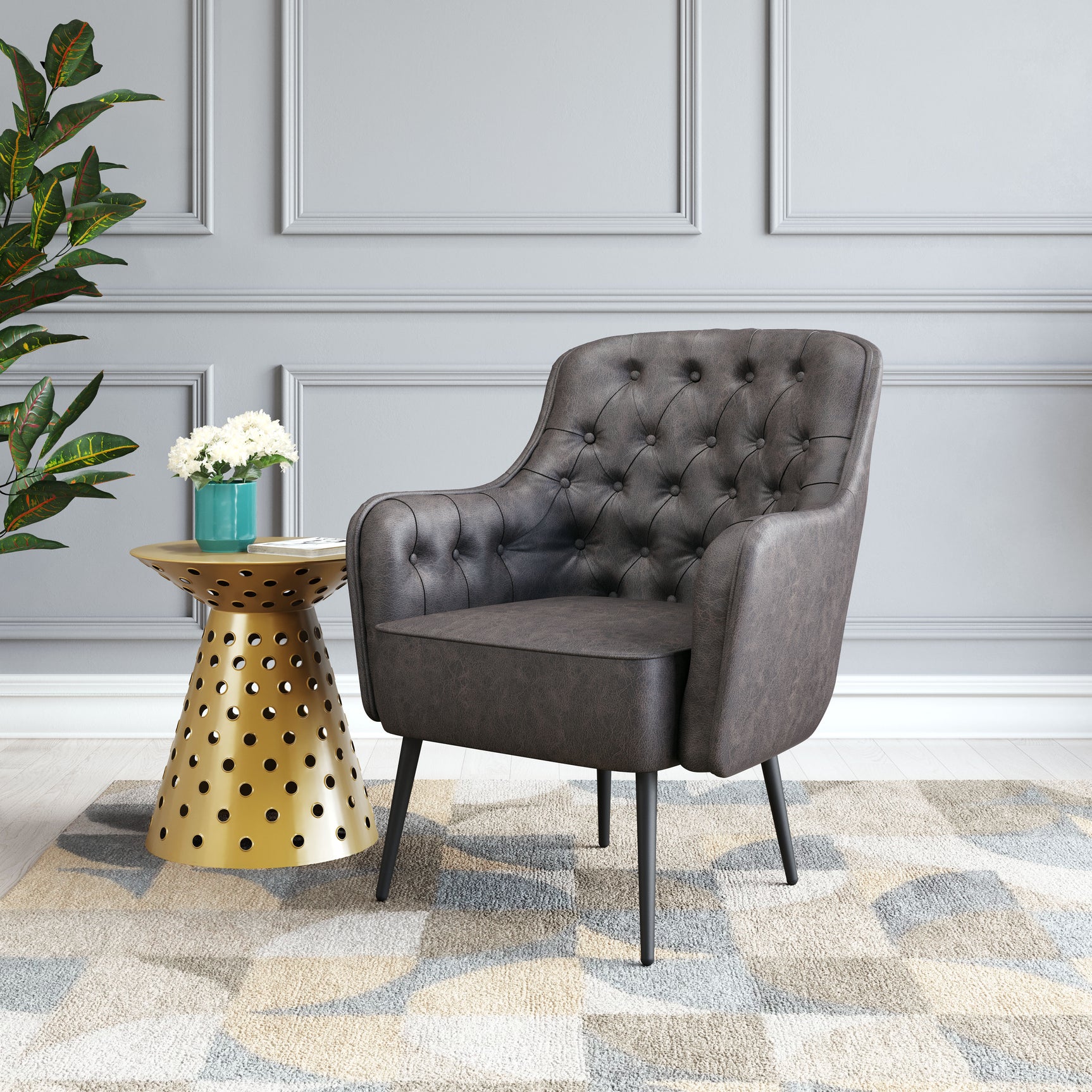 Tasmania Vintage Black Accent Chair
