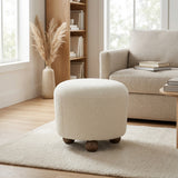 Conant Beige Round Ottoman with Ball Feet