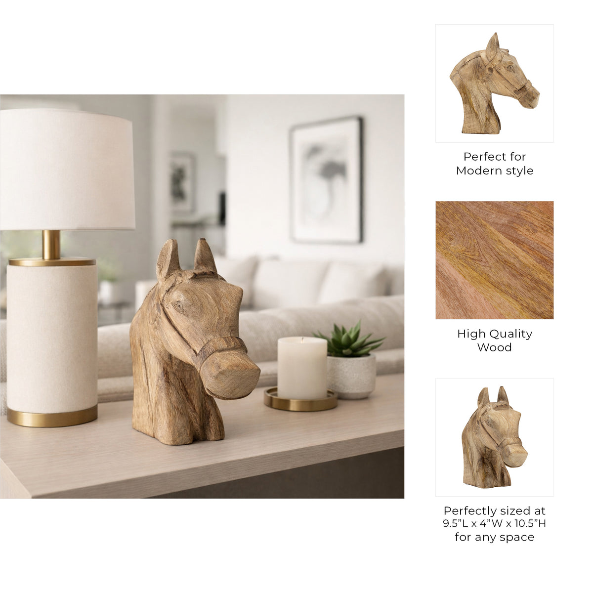Shingletown Brown Wood Horse Head Decor