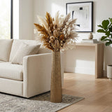 Rendalia Gold Small Metal Ribbed Floor Vase
