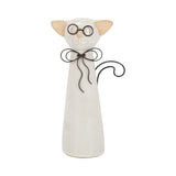 Montalvin Beige/White Small Ceramic Cat with Glasses