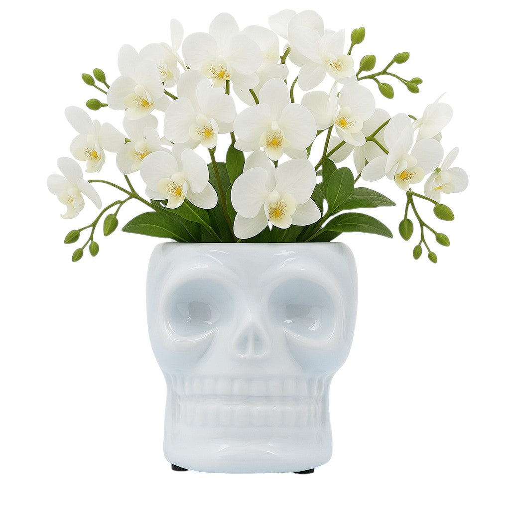 Kathryn White Small Ceramic Skull Vase