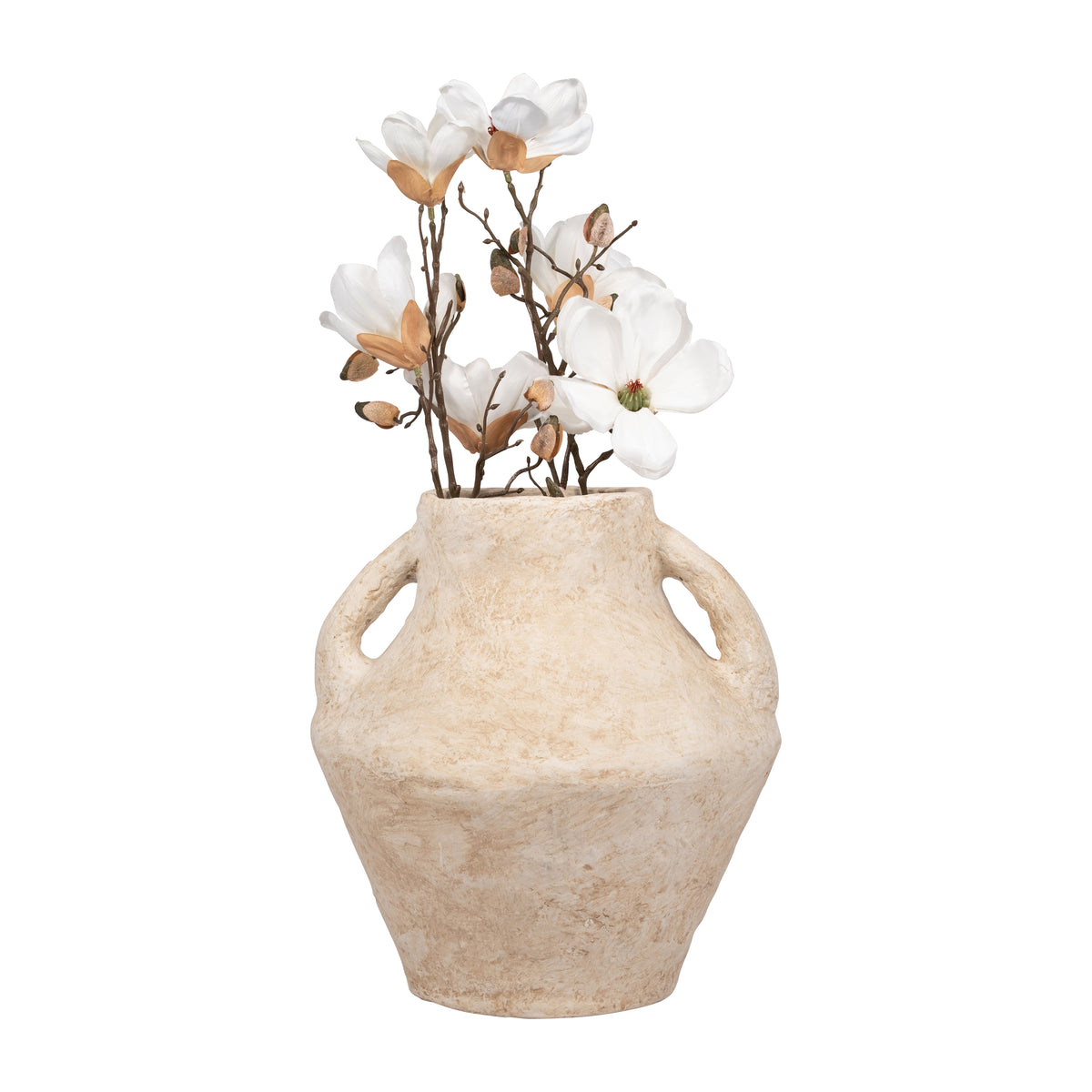Ferris White X-Large Paper Mache Vase with Handles