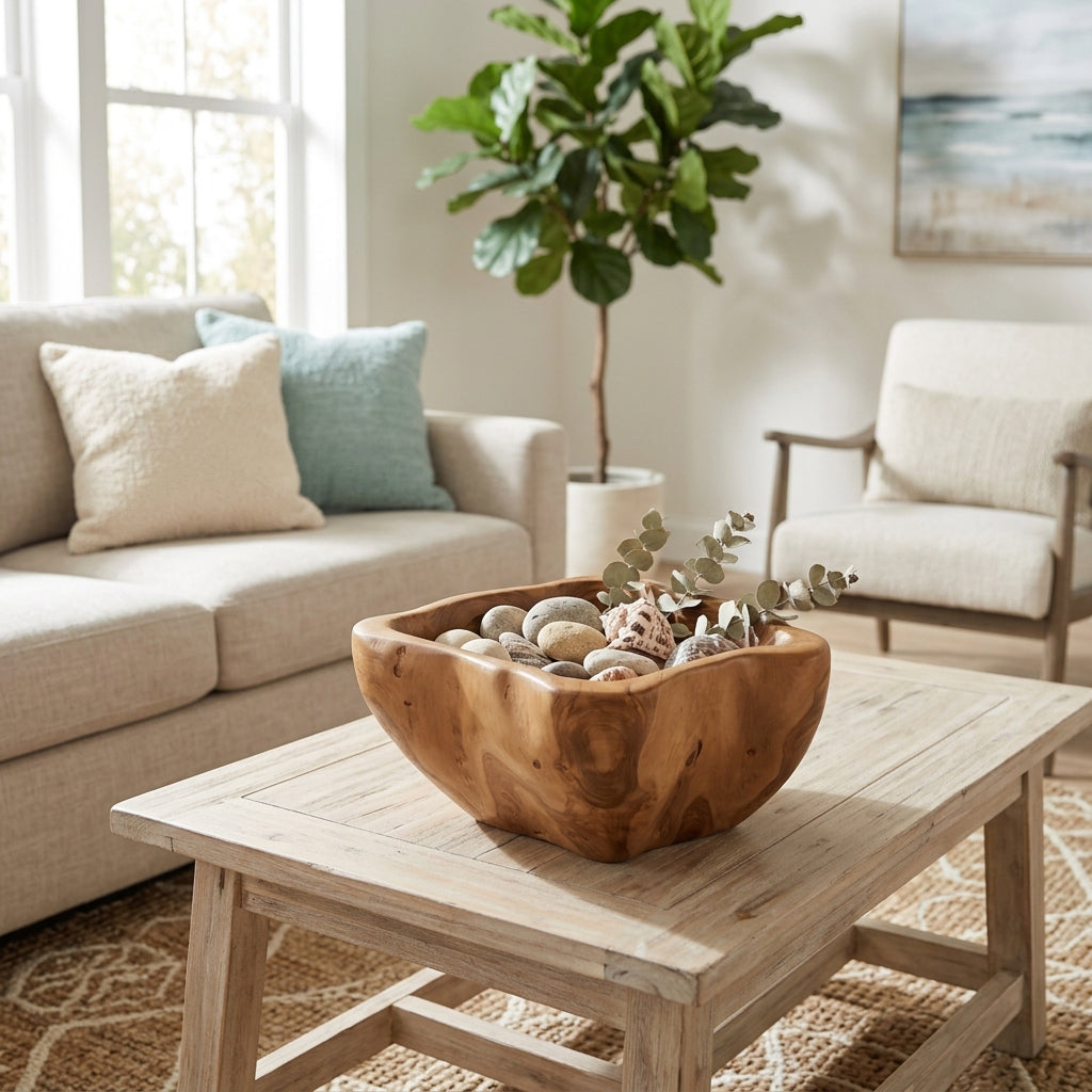 Wendel Natural/Bronze Teak Wood Bowl